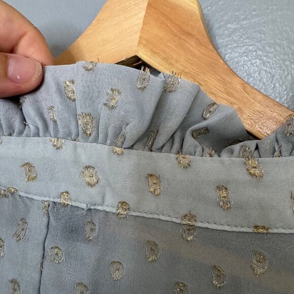 VICI gray metallic dot babydoll peasant dress size L - Picture 6 of 7